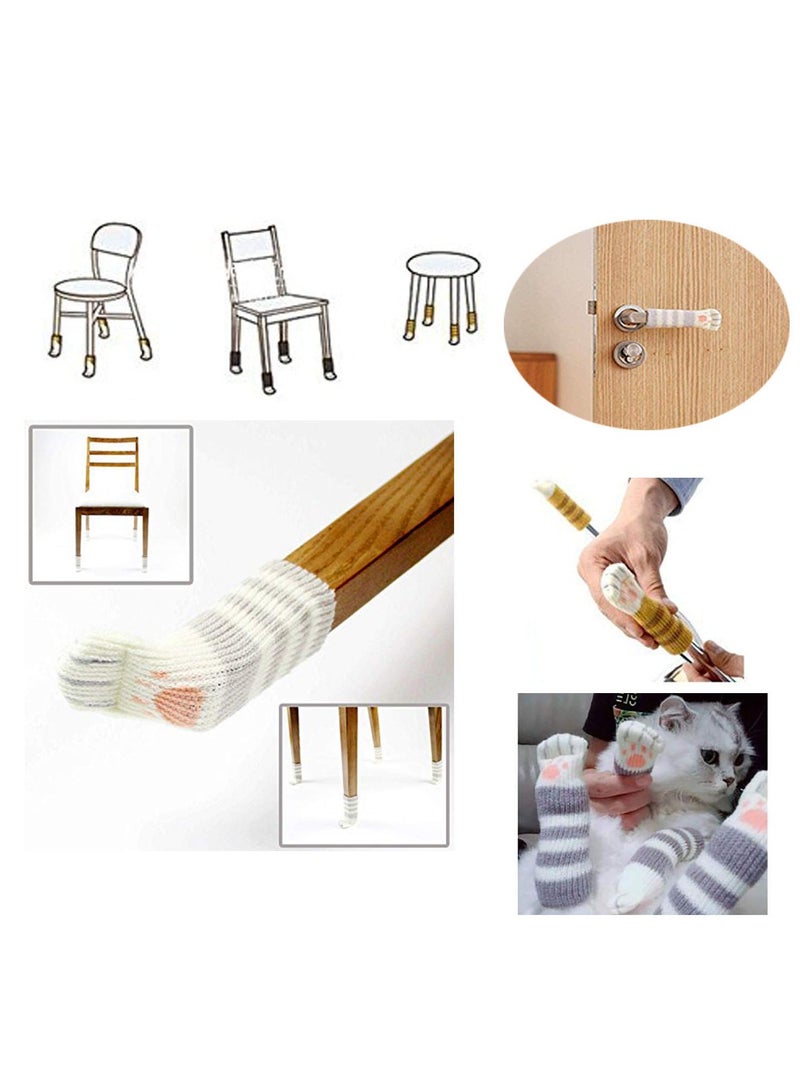 KASTWAVE Chair Leg Socks, 36 Pieces Cat's Paw Furniture Socks Non-slip Chair and Table Knitted Socks High Elasticity Silent Furniture Sock Pad Door Handle Gloves Hardwood Floor Protectors (9 Colors) - Image 2