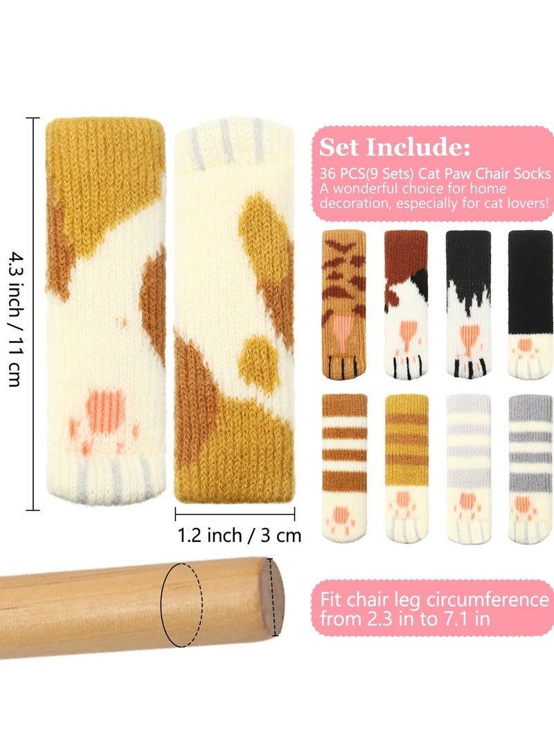 KASTWAVE Chair Leg Socks, 36 Pieces Cat's Paw Furniture Socks Non-slip Chair and Table Knitted Socks High Elasticity Silent Furniture Sock Pad Door Handle Gloves Hardwood Floor Protectors (9 Colors) - Image 4