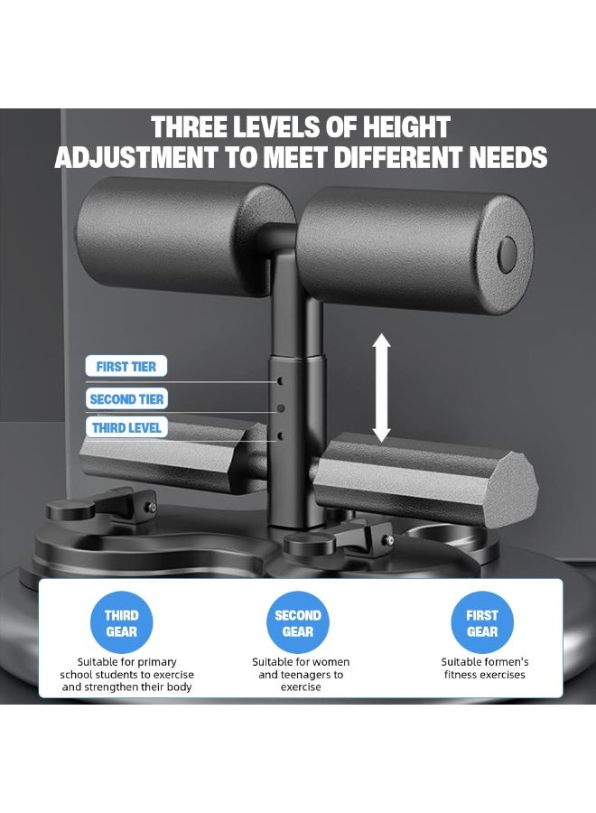 Soofam Sit up Bar with Triple Strong Suction Base, Adjustable Height & Detachable Resistance Band Puller, Portable Fitness Device for Abs, Core & Upper Body Workout, Home Exercise Equipment - Image 3