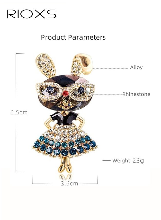 RIOXS Rhinestone Rabbit Brooch Pin for Women, Girls Fashion Gold Plated Sparkly Crystal Bunny Animal Brooches Lapel Pins, Dainty Adorable Graduation Jewelry Gift for Daughter Teacher Students, for Dress Suit Hat Bag Accessories - Image 5