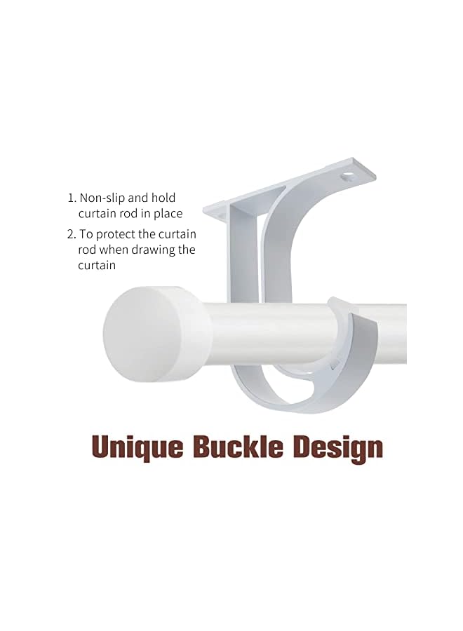 Zaboon Rod Bracket, Ceiling Mount Bracket, Aluminum Alloy Closet Rod Bracket with Plastic Buckle, Heavy Duty Curtain Rod Bracket with Matching Screws, Fits Rods Up to 1-1/4" (4 Pieces, White) - Image 2