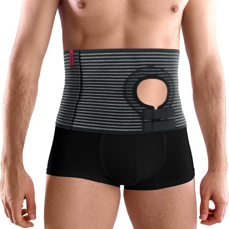 Ortonyx ORTONYX Abdominal Ostomy Belt for Men and Women, Post-Operative Care After Colostomy ileostomy Surgery, Adjastable Stoma Bag Hole/Black L-XXL 