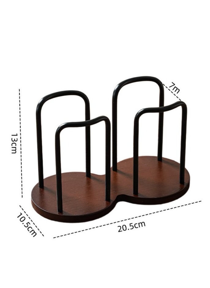 2 - Compartment Paper Cup Holder - Versatile Storage for Disposable, Coffee & Tea Cups - Made of Log & Iron with High - Quality Texture black