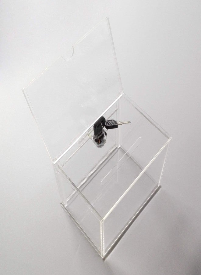 FixtureDisplays® 6.1" x 8.9" x 4.4" Acrylic Ballot Box w/ 6 x 4 Header & Lock - Clear 19216 19216 - Image 5