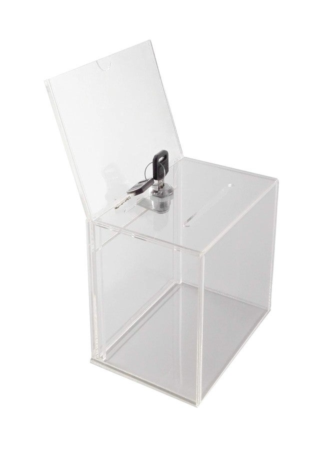 FixtureDisplays® 6.1" x 8.9" x 4.4" Acrylic Ballot Box w/ 6 x 4 Header & Lock - Clear 19216 19216 - Image 3