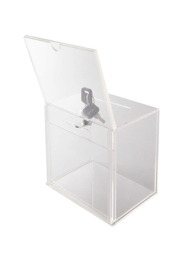 FixtureDisplays® 6.1" x 8.9" x 4.4" Acrylic Ballot Box w/ 6 x 4 Header & Lock - Clear 19216 19216 - Image 4