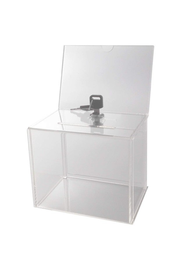 FixtureDisplays® 6.1" x 8.9" x 4.4" Acrylic Ballot Box w/ 6 x 4 Header & Lock - Clear 19216 19216 - Image 1
