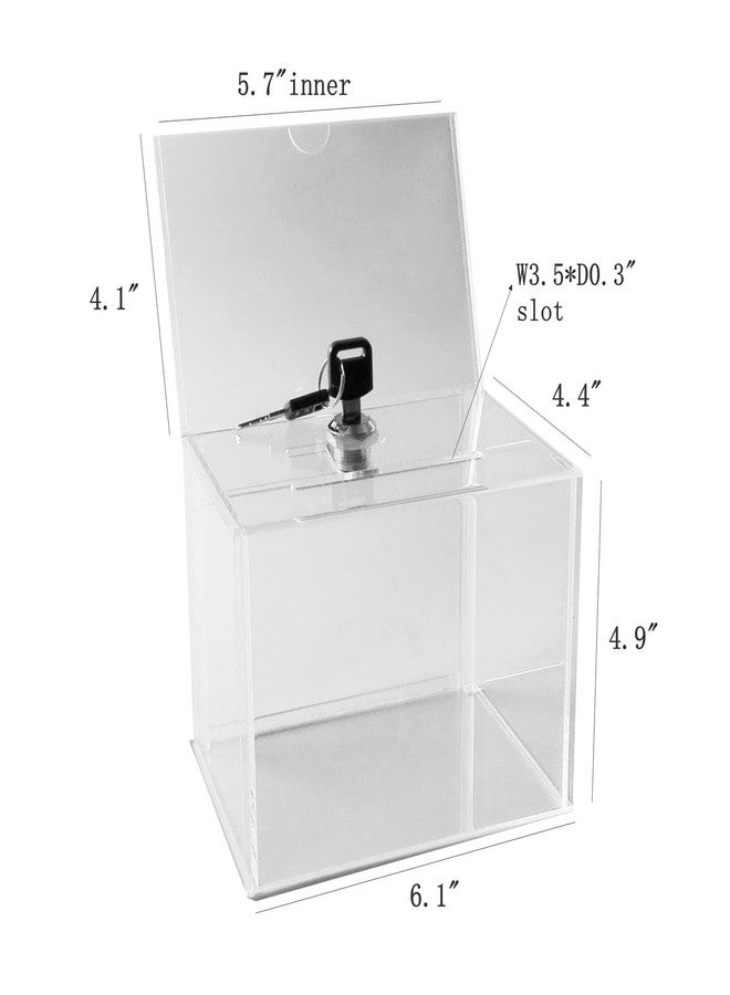 FixtureDisplays® 6.1" x 8.9" x 4.4" Acrylic Ballot Box w/ 6 x 4 Header & Lock - Clear 19216 19216 - Image 2