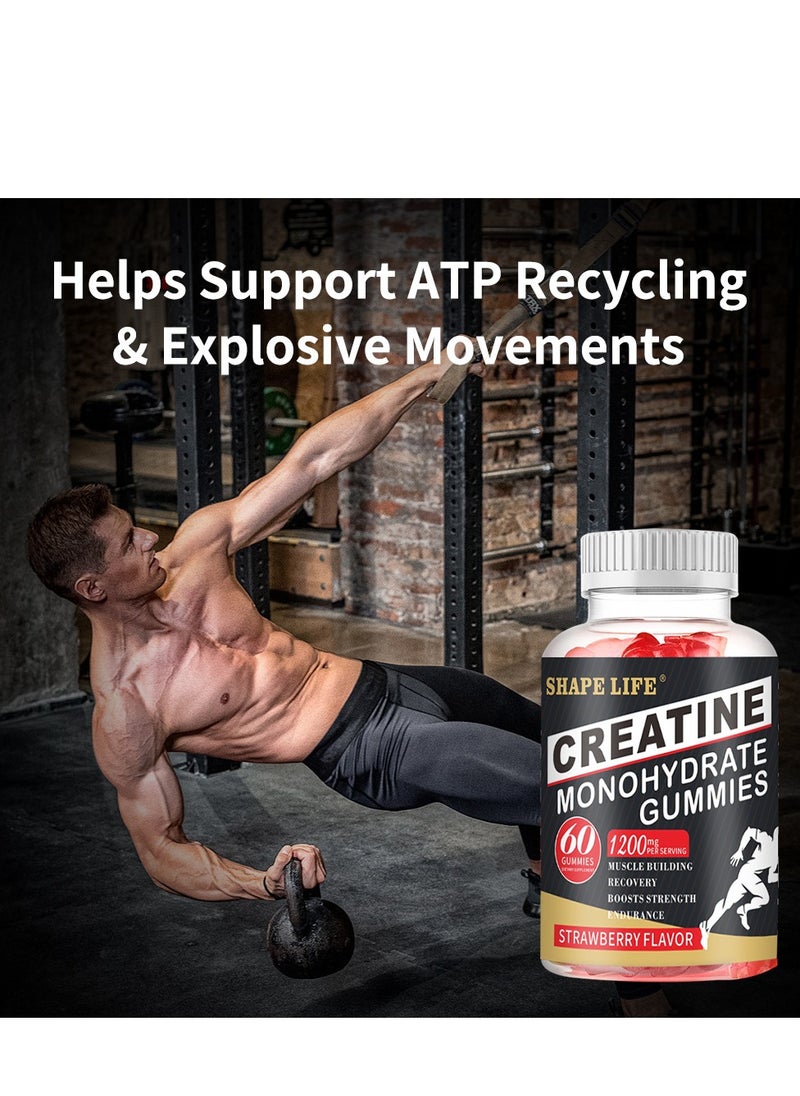 SKIN - Sports Creatine Gummies 60 pieces, With Top Quality Ingredients, Increase Energy and Anti-Aging, strawberry flavor Gummy for Dietary Supplement, Daily Essential - Image 1