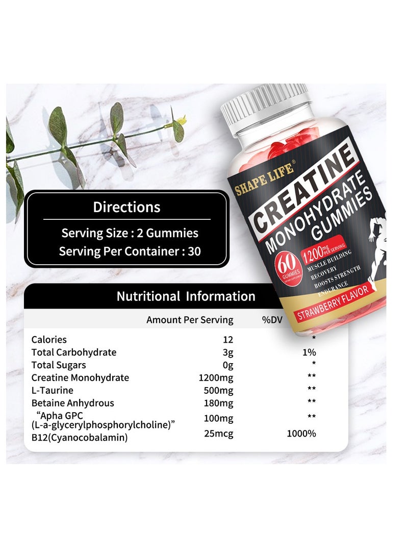 Sports Creatine Gummies 60 pieces, With Top Quality Ingredients, Increase Energy and Anti-Aging, strawberry flavor Gummy for Dietary Supplement, Daily Essential - pzsku/Z82CC21483D58857BF4A4Z/45/_/1726050001/13df1cc4-278f-414b-ad97-877d70156dca