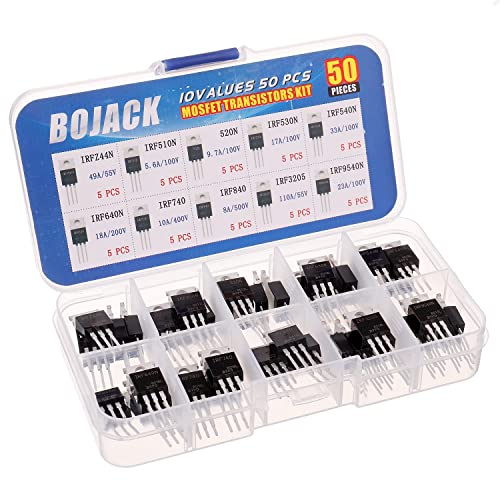 BOJACK 10 Values 50 Pcs IRFZ44N IRF510N IRF530N IRF540N IRF640N IRF740 IRF840 IRF3205 IRF9540 IRF Series transistors MOSFET Assortment Kit - Image 2