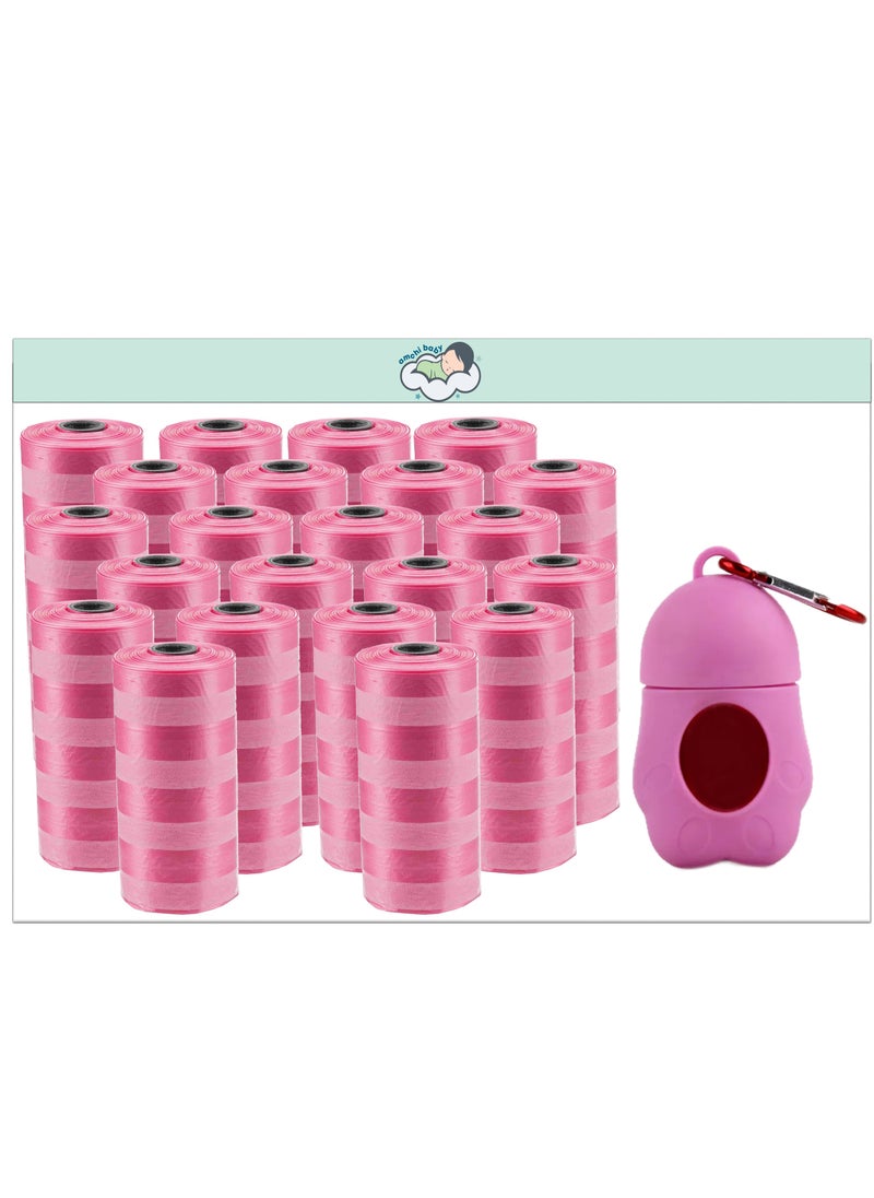 amchi baby - Amchi Baby Disposable Scented Bags pack of 22 rolls/440 Bags with Dispenser- Pink - Image 1