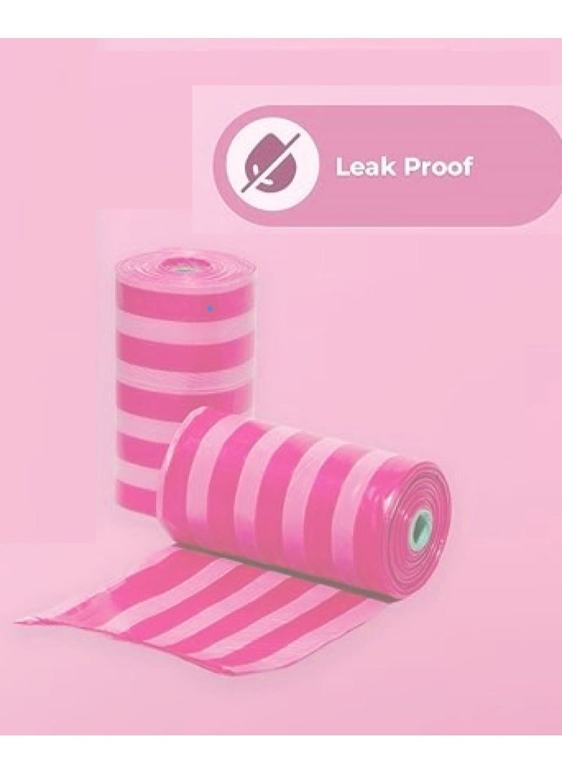 amchi baby - Amchi Baby Disposable Scented Bags pack of 22 rolls/440 Bags with Dispenser- Pink - Image 1