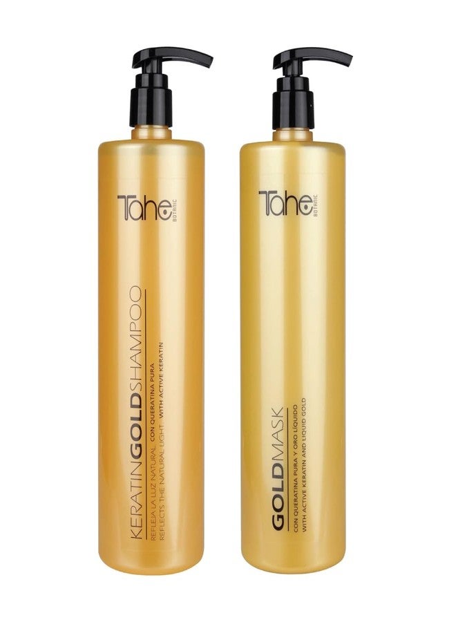 Tahe Keratin Gold Big Kit - Shampoo 1000ml + Mask 1000ml - Image 1