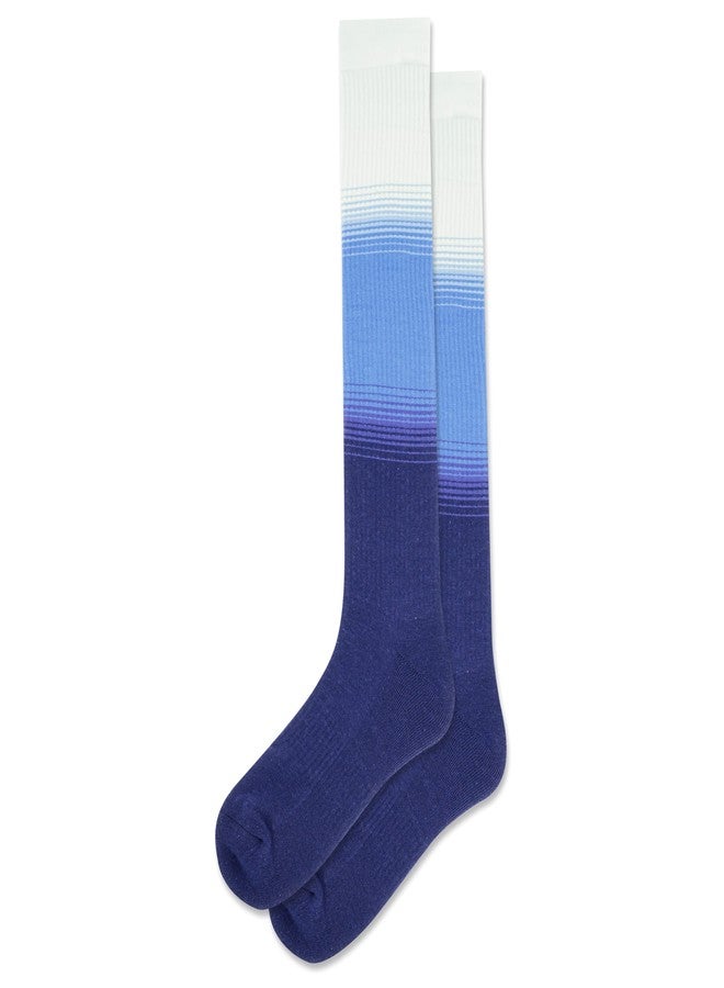 Hot Sox Men's Fun Over The Calf Compression Socks-1 Pair Pack-Cool OTC Novelty Gifts, Knit Dip Dye (Blue), : 6-12 - Image 1