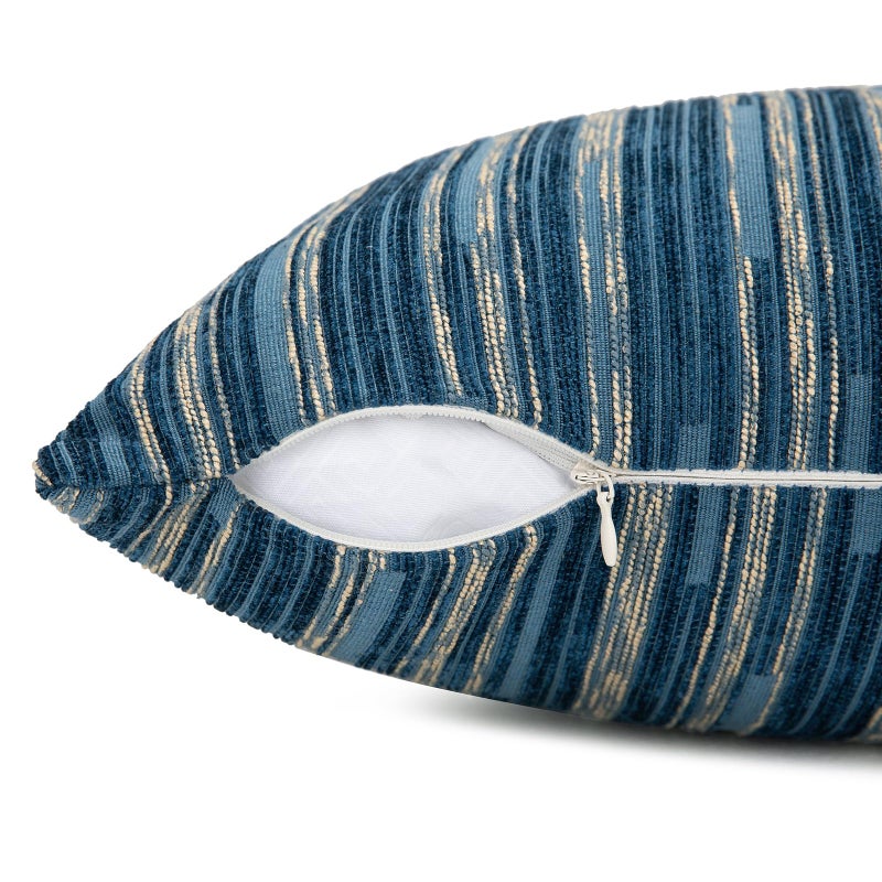Yeiotsy Pack of 2, Modern Striped Throw Pillow Covers Bohemia Cushion Covers Home Decoration (Navy Blue, 18 X 18 Inches) - Image 2