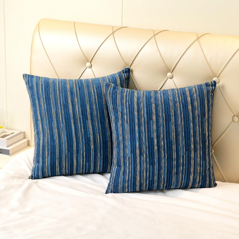 Yeiotsy Pack of 2, Modern Striped Throw Pillow Covers Bohemia Cushion Covers Home Decoration (Navy Blue, 18 X 18 Inches) - Image 4