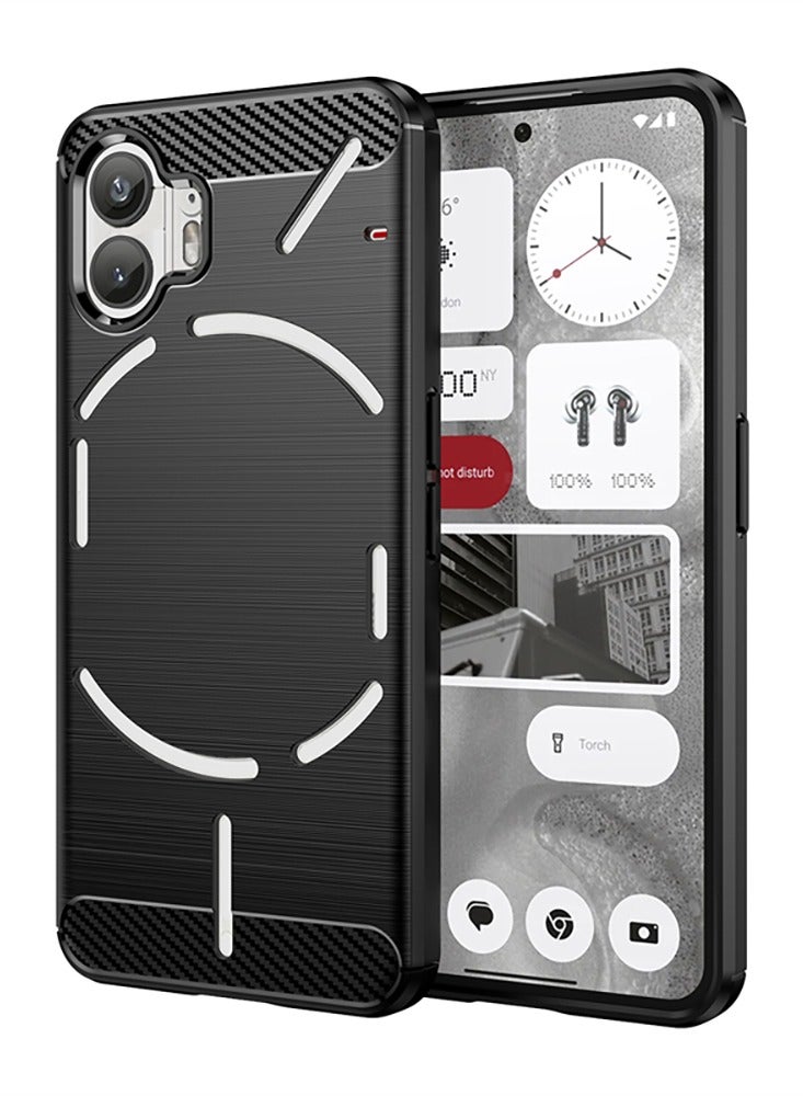 Brushed Carbon Fiber Shockproof Case For Nothing Phone 2 - Black - Image 1