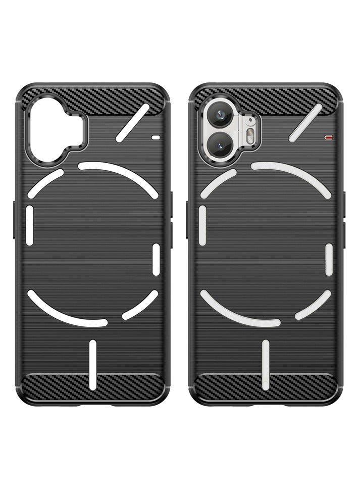 Brushed Carbon Fiber Shockproof Case For Nothing Phone 2 - Black - Image 3
