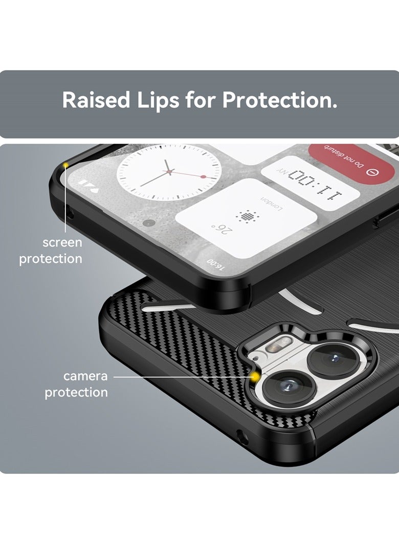 Brushed Carbon Fiber Shockproof Case For Nothing Phone 2 - Black - Image 5