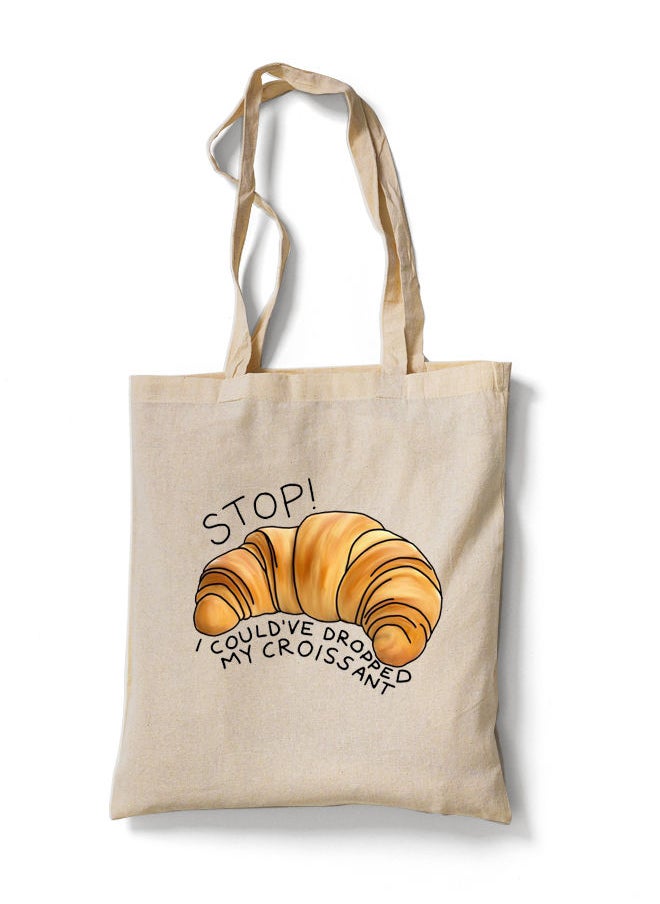 FORZA RAGAZZI - Reusable Eco-Friendly Cotton Canvas Tote Bag/ Shopping/ Shoulder Bag Croissant - Image 1