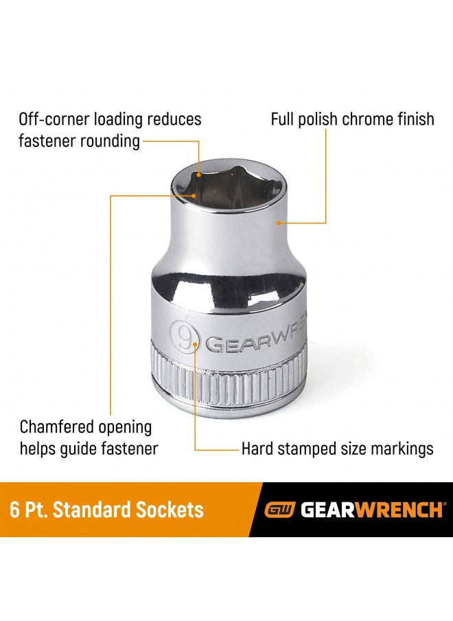 GearWrench GEARWRENCH 3/8" Drive Standard SAE Socket 1/2", 6 Point - 80354  - Image 2
