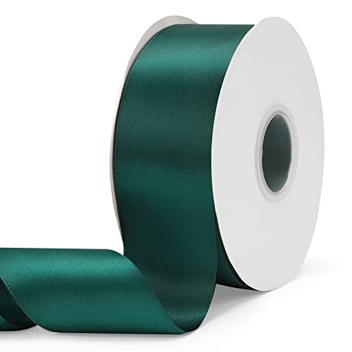 Ewaymado Solid Color Dark Green Double Faced Satin Ribbon 2" X 50 Yards, Fabric Ribbons Perfect for Wedding and Party Decoration,Gift Wrapping, Sewing, Crafts - Image 1