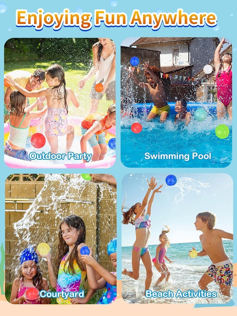 RYTABEE 24PCS Reusable Water Balloons, Self-Sealing Silicone Water Bomb, Refillable Water Balls for Boys and Girls, Outdoor Summer Water Toys Pool Beach Park Yard - Image 5