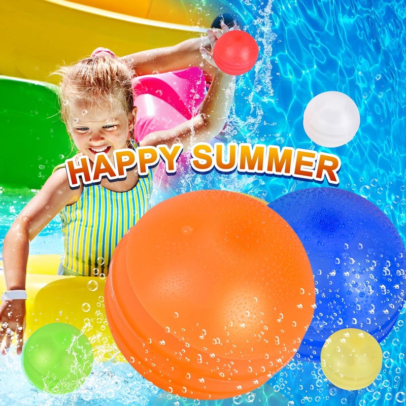 RYTABEE 24PCS Reusable Water Balloons, Self-Sealing Silicone Water Bomb, Refillable Water Balls for Boys and Girls, Outdoor Summer Water Toys Pool Beach Park Yard - Image 4
