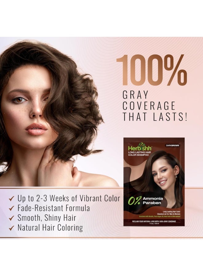 Herbishh Dark Brown Color Shampoo for Gray Hair, Hair Dye Shampoo 3 in 1, 100% Grey Coverage for Men & Women, Long-lasting & Travel-friendly, Ammonia-free, 30 ml (Pack of 5) - Image 5