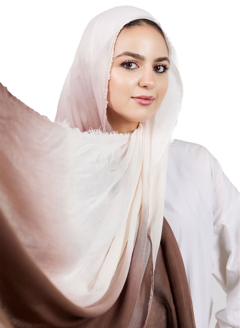 فلاور طرحة قطن مودال ديجرادية - كوفي غامق - Image 3