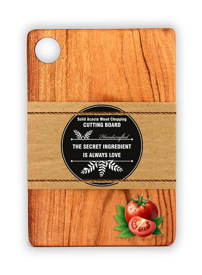 Flavoma Solid Acacia Wood Cutting Chopping Board [12x9] inch | Reversible Cutting Board | No Dyes or Polish or Varnish - Natural Finish | Chopping Board for Kitchen | Antibacterial Surface - Image 1