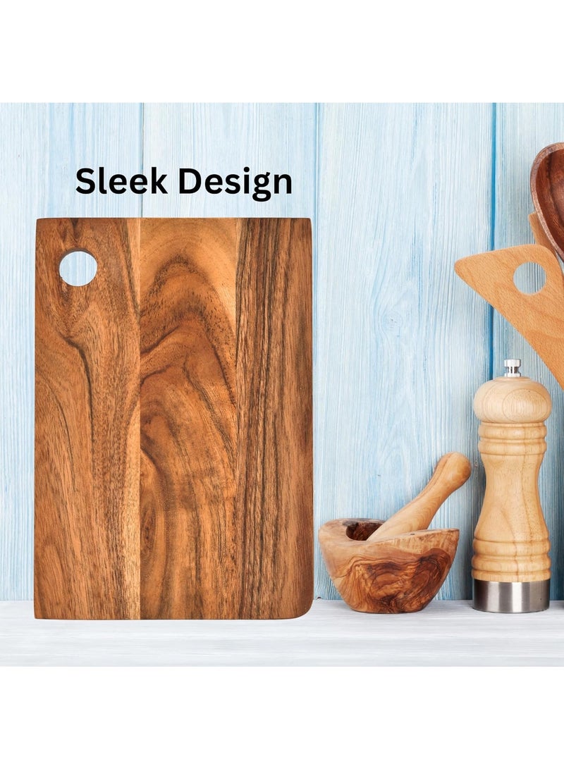 Flavoma Solid Acacia Wood Cutting Chopping Board [12x9] inch | Reversible Cutting Board | No Dyes or Polish or Varnish - Natural Finish | Chopping Board for Kitchen | Antibacterial Surface - Image 4