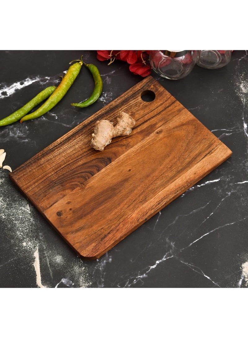 Flavoma Solid Acacia Wood Cutting Chopping Board [12x9] inch | Reversible Cutting Board | No Dyes or Polish or Varnish - Natural Finish | Chopping Board for Kitchen | Antibacterial Surface - Image 3