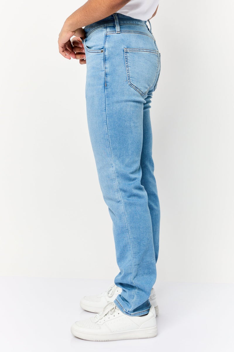 Celio Men Straight Fit Washed Stretchable Denim Jeans, Blue - Image 3