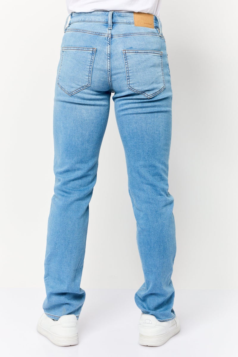 Celio Men Straight Fit Washed Stretchable Denim Jeans, Blue - Image 4