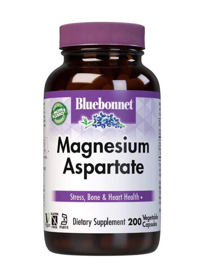 Bluebonnet Nutrition Magnesium Aspartate 400 mg, 200 Vegetarian Capsules - Image 1