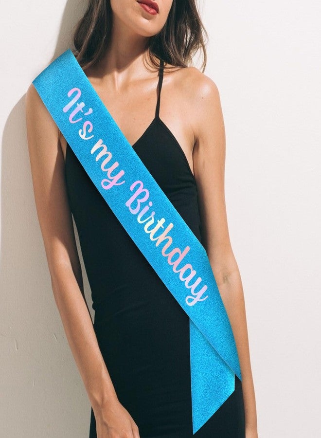 ACO-UINT Blue Birthday Crown for Women, Birthday Headband and Sash, Tiara Decorations - Image 4