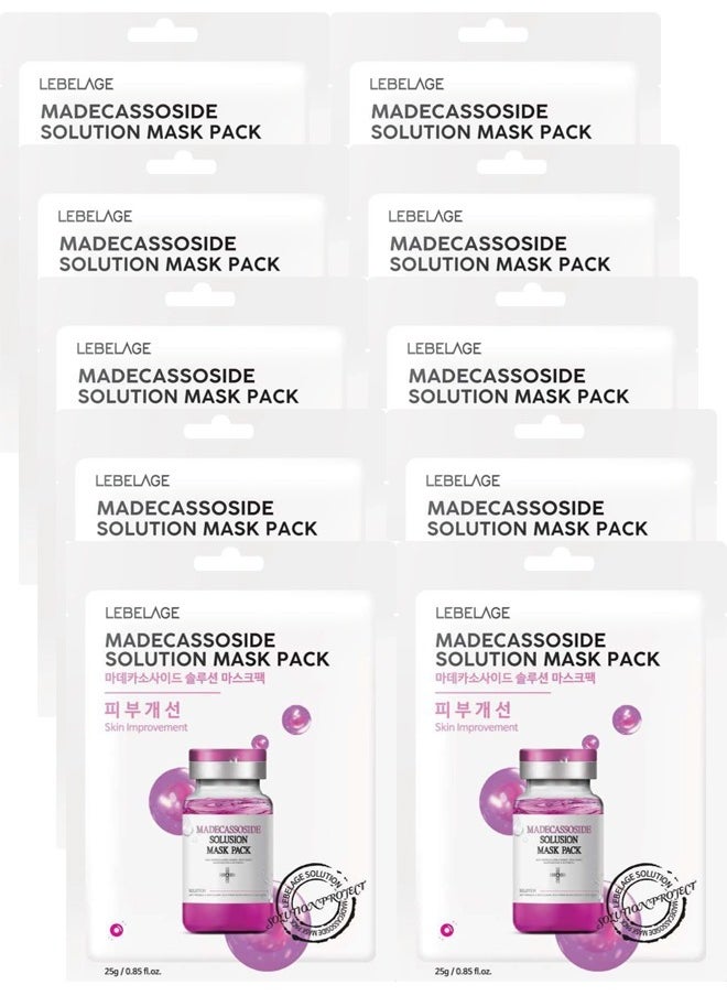 Lebelage MADECASSOSIDE SOLUTION MASK PACK (PACK OF 10 INDIVIDUAL MASKS) | KOREAN MADE SKIN CARE  - Image 1