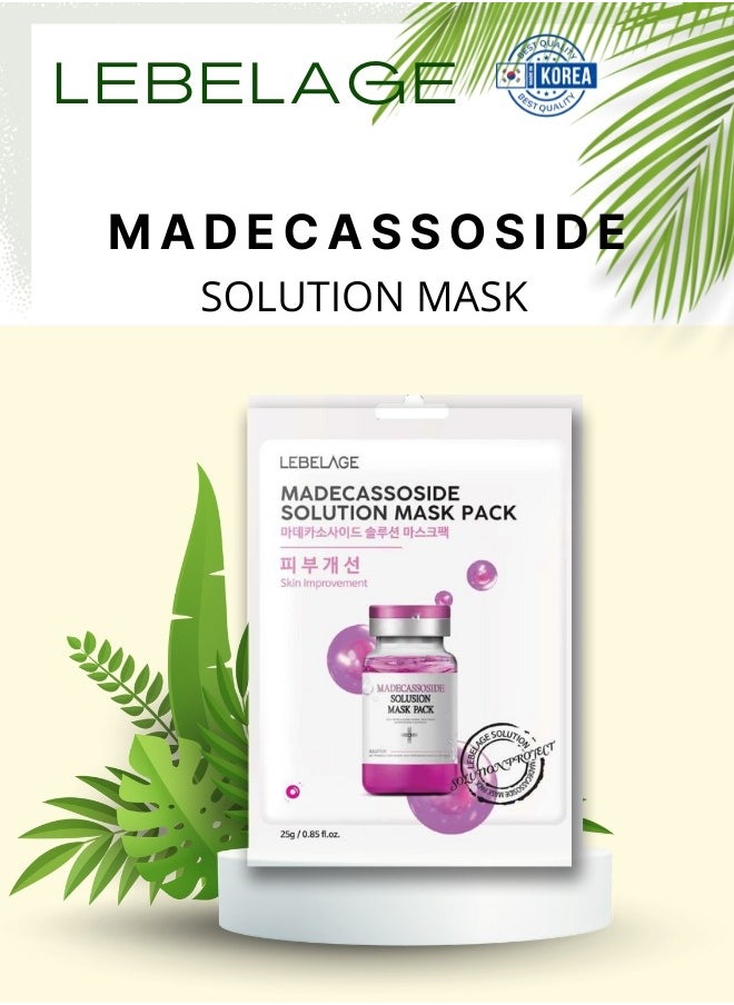 Lebelage MADECASSOSIDE SOLUTION MASK PACK (PACK OF 10 INDIVIDUAL MASKS) | KOREAN MADE SKIN CARE  - Image 2