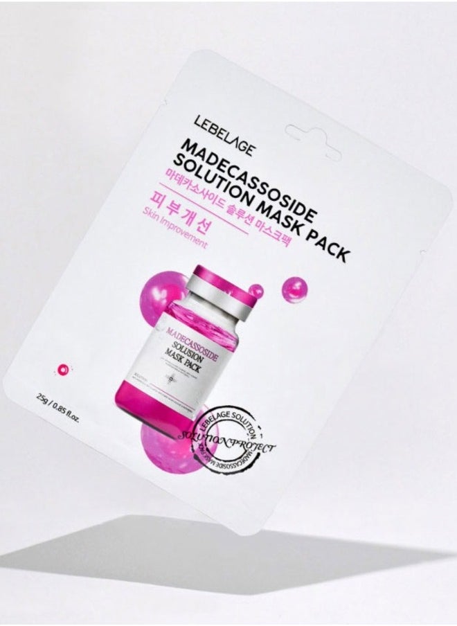 Lebelage MADECASSOSIDE SOLUTION MASK PACK (PACK OF 10 INDIVIDUAL MASKS) | KOREAN MADE SKIN CARE  - Image 4