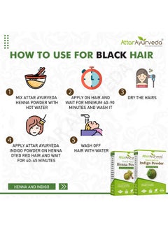 ATTAR AYURVEDA Attar Ayurveda Natural Dye for Black Hair (Henna Leaves powder, Indigo leaves powder combo pack) (200 grams + 200 grams = 400 grams total)  - Image 5
