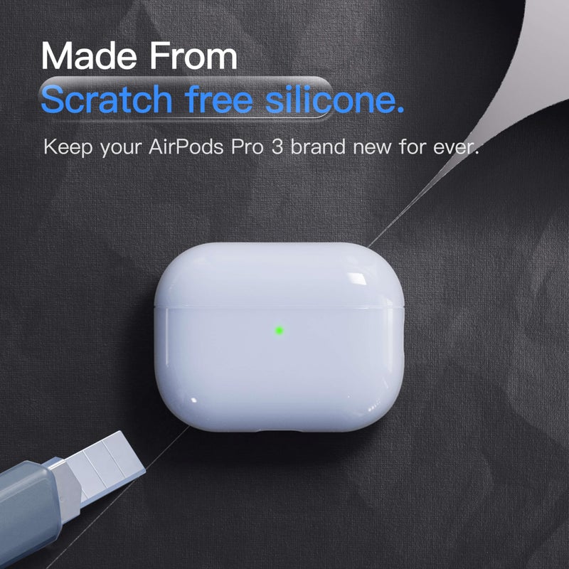 DamonLight Case for AirPods Pro 3 Never-Sretch-Out DamonLight Shock-Proof Protective Semi Hard Silicone Case Compatible with Apple Airpods Pro 3rd Generation (Ice Blue) - Image 4