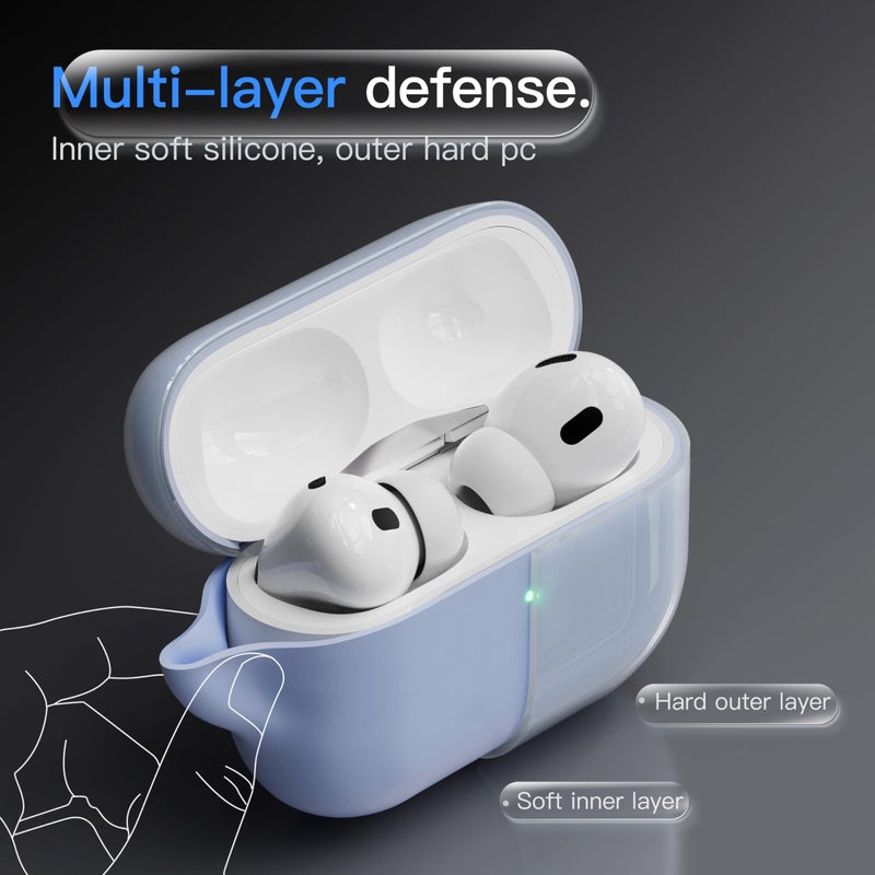 DamonLight Case for AirPods Pro 3 Never-Sretch-Out DamonLight Shock-Proof Protective Semi Hard Silicone Case Compatible with Apple Airpods Pro 3rd Generation (Ice Blue) - Image 2