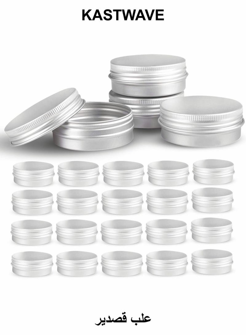 KASTWAVE Round Aluminum Metal Tin Storage, 24 Pcs Jar Containers with Secure Screw Top Lids - Image 1