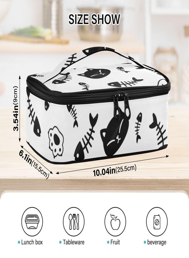 ElliTarr Lunch Box for Women Men Insulated Lunch Bag Small Mini Cooler Bag Box with Handle Portable Compact Lunchbag Lunch Pail for Work School Cat Fish - Image 3