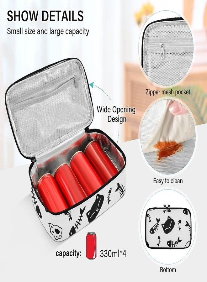 ElliTarr Lunch Box for Women Men Insulated Lunch Bag Small Mini Cooler Bag Box with Handle Portable Compact Lunchbag Lunch Pail for Work School Cat Fish - Image 4