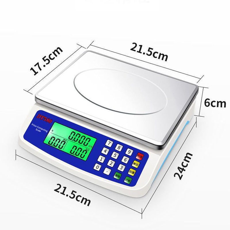Tazweeq Large Digital Kitchen Scale, Stainless Steel, 30KG Commercial Food Scale with LCD Display for Baking, Bread, Meat, Fruit (Only Be Used When Plugged In) - Image 2