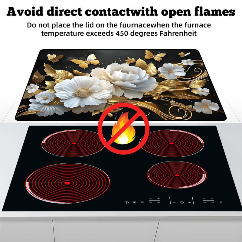 AOHMPT Multi-Design Stove Top Cover for Glass/Electric Stoves - 3-in-1 Heat-Resistant Protector Mat, Non-Slip Drying Rack 28"x20" (Butterfly-Flower, 28" L x 20" W) - Image 3