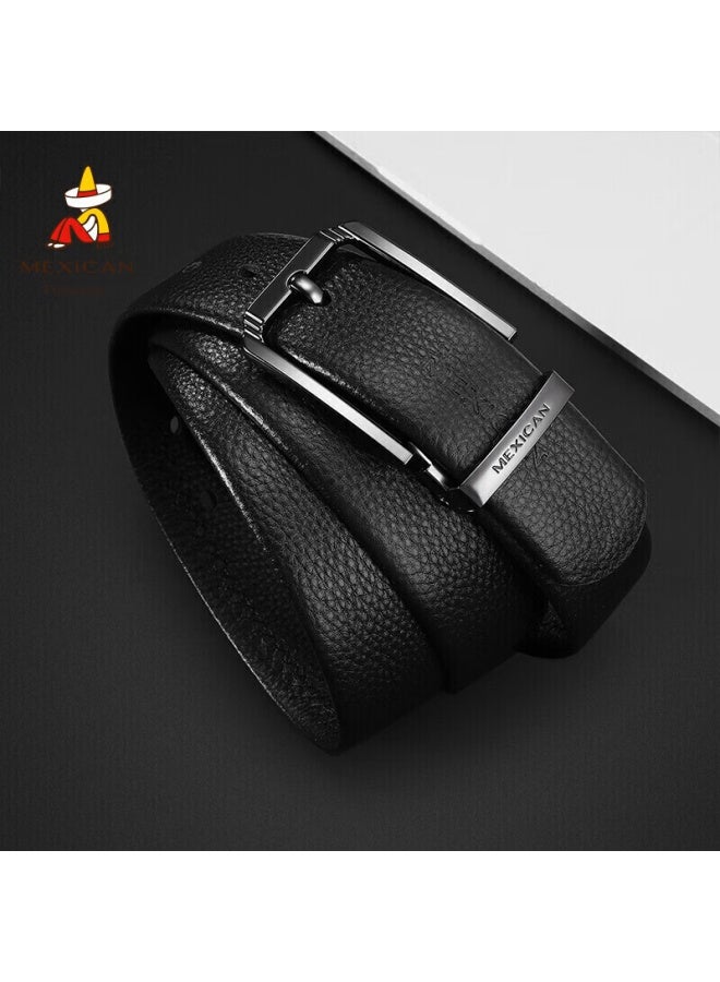 Scarecrow Men's Belt, Pin Buckle, Genuine Top-grain Leather, Business Waistband, Casual Trouser Belt, Qixi Valentine's Day Gift For Boyfriend - Image 3